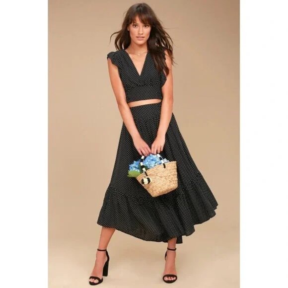 Free People Dresses & Skirts - Free People Pretty Daze Polka Dot Bohemian Style Skirt Set
